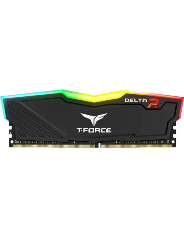 Memoria RAM DDR4 DIMM 8GB 3600MHz CL18, TEAMGROUP T-Force Delta RGB, Color Negro. TF3D48G3600HC18J01