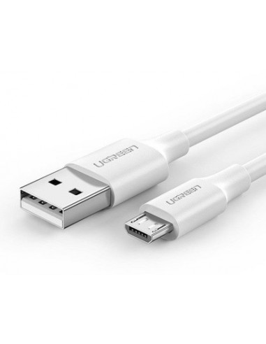 Cable de Datos y Energia Micro USB a USB-A 1m Ugreen 60141, Cubierta de TPE, Color Blanco