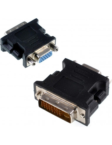 Adaptador de Video VGA a DVI-I (24+5) Hembra-Macho Gigatech, Color Negro. ADP-037