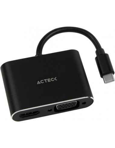 Convertidor de Video USB-C a HDMI + VGA 10cm Acteck Shift Plus AV420, Hasta 4K 30Hz (HDMI) y 1080p 60Hz (VGA). AC-934657