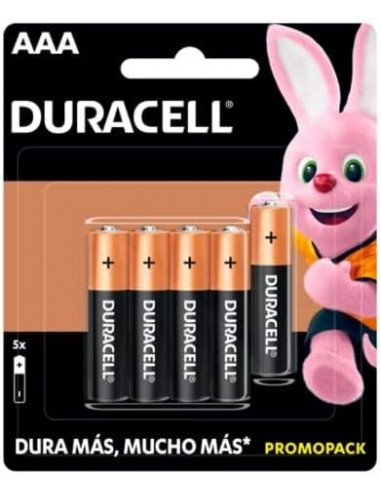 Pila alcalina Duracell AAA 4 + 1 piezas