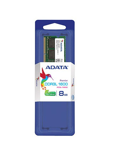 Memoria RAM DDR3L SO-DIMM 8GB 1600MHz CL11, Adata, Color Verde. ADDS1600W8G11-S