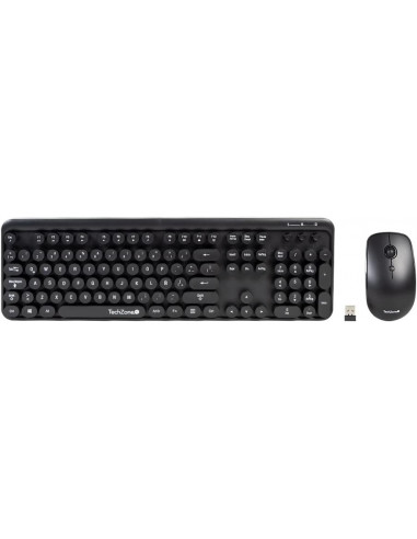 Kit de Teclado y Mouse Inalambrico Techzone TZ19COMB01, RF, Color Negro