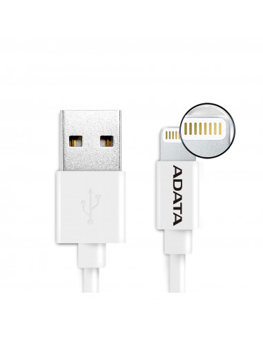 CABLE LIGHTNING ADATA AMFIPL-1M-CWH  ADATA AMFIPL-1M-CWH - USB, LIGHTNING, BLANCO