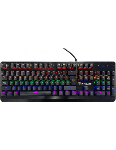 Teclado Alambrico Mecanico Ocelot OGMK01 RGB, Switch Azul, 100%, RGB, Color Negro, Espanol