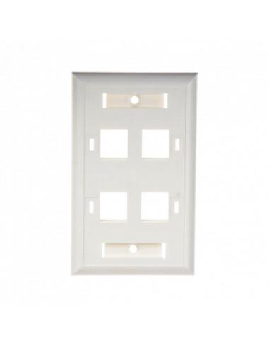 Tapa de Pared KeyStone Jack x4 Linkedpro LP-FP-24, Espacio para Etiqueta, Plastico, Color Blanco