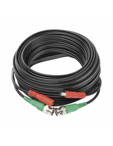 Cable Coaxial Armado con Conector BNC (Video) y Alimentacion / Longitud de 10 mts / Uso en Interior, DIY-10M-HD