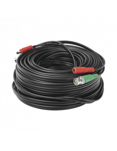 Cable Coaxial Armado con Conector BNC (Video) y Alimentacion / Longitud de 30 mts / Uso en Interior, DIY-30M-HD