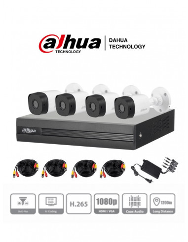 Kit de Videovigilancia  Dahua Technology DH-KIT/XVR1B04-I/4-B1A21N-0360B KITXVR1B04-I+4B1A21