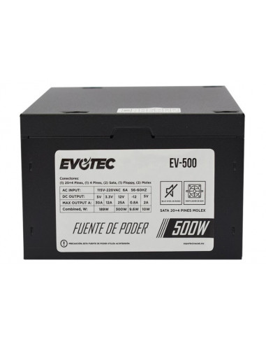 Fuente de Poder EVOTEC EV-500 - Negro, 500 W