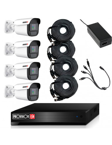 Kit de Videovigilancia PROVISION-ISR PAK4LIGHTCC2MP-28 - Alámbrico, 4 canales, Interior / exterior, 2.8 mm, 2 MP