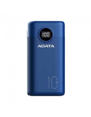 Power Bank ADATA AP10000QCD-DGT-CDB - Azul, Universal, 10000 mAh, 12 V, Ión de litio