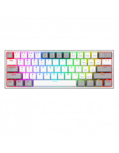 Teclado Mecánico Redragon Fizz Pro White/Gray - Inglés, Blanco y Gris