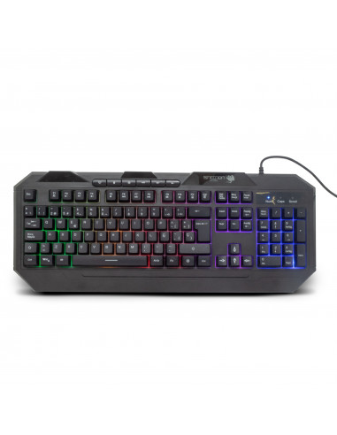 TECLADO GAMER NGK-HYDRA 114 TECLAS RETROILUMINADO LED MULTICOLOR DISENO ERGONOMICO 6 BOTONES MULTIMEDIA NEGRO - 