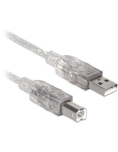 Cable USB A a B - V2.0 Para impresora universal, Plateado translucido, 1.8 m, 102327 BROBOTIX