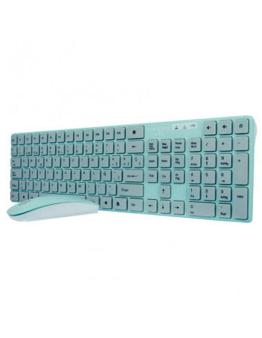 Kit Teclado y Mouse PERFECT CHOICE PC-201243 - Turquesa, 10 m, 800 / 1000 / 1600 DPI