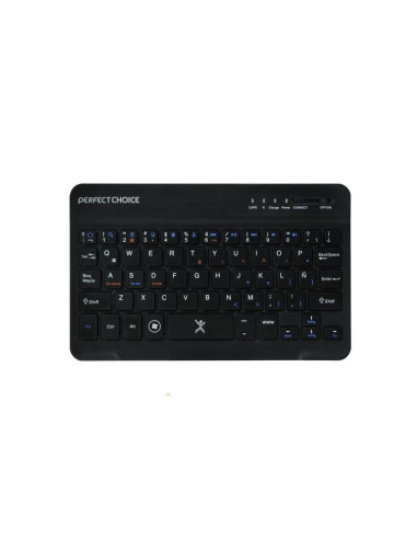 Teclado PERFECT CHOICE - Negro, Inalámbrico, Bluetooth