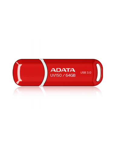 Memoria USB ADATA UV150 - Rojo, 64 GB, USB 3.2 (retrocompatible con 3.0 y 2.0), 100 MB/s