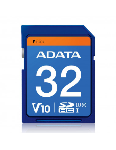 Memoria SD (SDHC) 32GB ADATA Clase 10 (V10) - Velocidad hasta 100MB/25MB por seg. ASDH32GUICL10-R