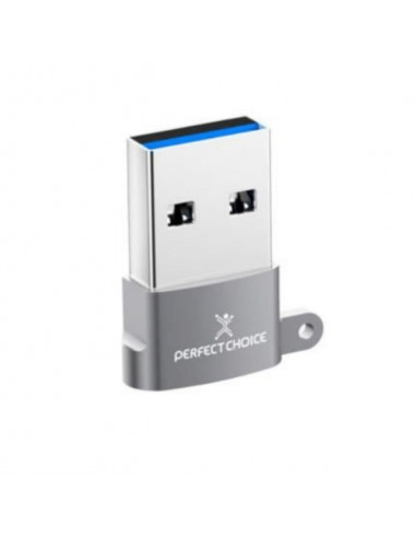 Mini Adaptador de USB A a USB C PERFECT CHOICE PC-101253 - Gris