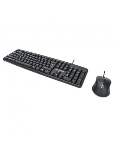 178464 Kit teclado y mouse optico de 1000 ppp - teclado con diseno ergonomico y con amplia area de trabajo, Garantia 3 anos.