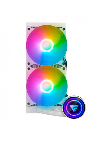 Enfriamiento Liquido. Gamer Factor LQG601. 240MM - RGB, TDP 250W, 2 fan 120mm 70 CFM, blanco.