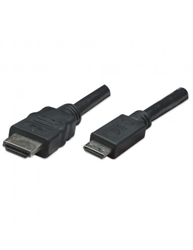 304955 Cable Mini HDMI macho a HDMI macho - Blindado, Negro, 1.8 mts, Soporta una resolucion de 4K, video en 3D y color intenso.