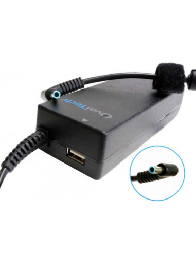 ADAPTADOR PARA COMPUTADORA PORTATIL 19.5V/4.62AH C/BLISTER + USB MARCA OVALTECH -