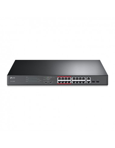 SWITCH POE TP-LINK TL-SL1218MP - 10 100Mbps + 2 Gigabit, Negro, 18, 7W, 16 puertos