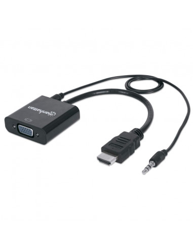 151559 Convertidor HDMI a VGA con audio - Completamente blindado para reducir fuentes de interferencia EMI y otras.