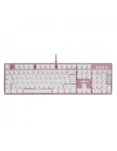 Teclado Mecanico Game Factor KBG400-PK-RD - Switch Red, USB, Rosa y Rojo