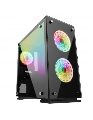 Gabinete. Gamer Factor CSG550. Micro ATX - 3 Vent, 120MM RGB, Cristal S FTE.