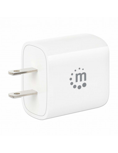 406291 Cargador de pared mini para carga de energia por USB de 2 puertos - 20 W - enchufe de EUA, Color blanco