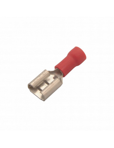 Terminal tipo hembra aislada 0.250 / 22 - 16 AWG / Rojo / Paquete de 25 piezas.