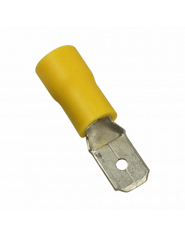 Terminal tipo macho aislada / 12 - 10 AWG / Amarillo / Paquete de 25 piezas.