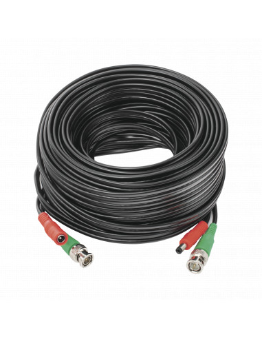 Cable coaxial ( BNC RG59 ) + Alimentacion / SIAMES / 20 Metros / 100 % COBRE / Para Camaras 4K  / Uso interior y exterior