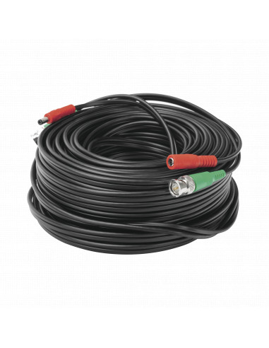 Cable coaxial ( BNC RG59 ) + Alimentacion / SIAMES / 30 Metros / 100 % COBRE / Para Camaras 4K  / Uso interior y exterior