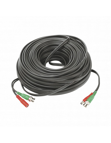 Cable coaxial ( BNC RG59 ) + Alimentacion / SIAMES / 50 Metros / 100 % COBRE / Para Camaras 4K  / Uso interior y exterior