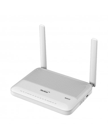 ONU GPON WiFi 6, Doble Banda 2.4/5 GHz , con 4 puertos Gigabit Ethernet + 2 POTS + 1 USB + 1 CATV (RF), conector SC/APC