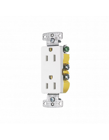 Contacto Duplex Decorador 15A 125V, 2 Polos, 3 Hilos, Color  Blanco (Nema5-15R).