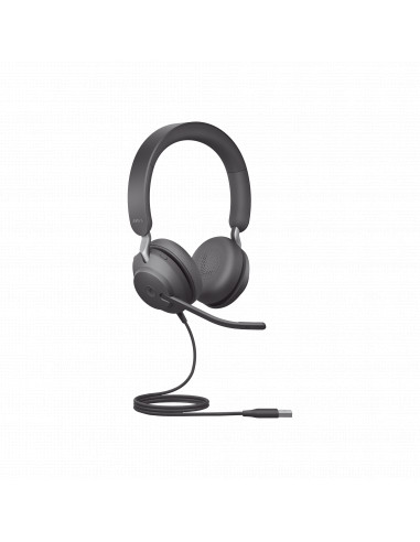 Jabra Jabra Evolve 2 40SE, Auricular stereo version MS con aislamiento de ruido, conexion USB-A y indicador de ocupado (Busyligh