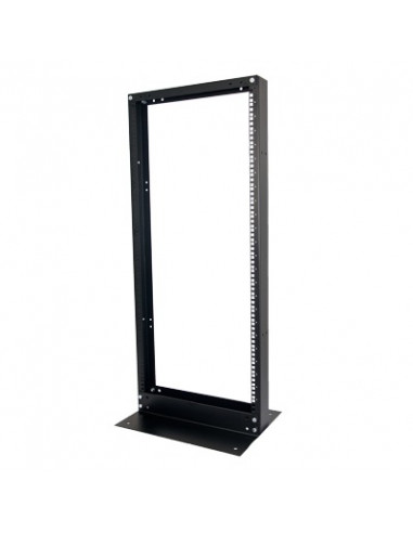 Rack de 2 Postes, Estandar 19", 24 Unidades, Fabricado en Acero, Base "L" para Anclar a Piso.