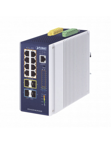 Switch Industrial Administrable Capa 3, Con 8 Puertos PoE Gigabit 802.3bt, 2 Puertos SFP de 1 G / 2.5 G, 2 Puertos SFP 10 G