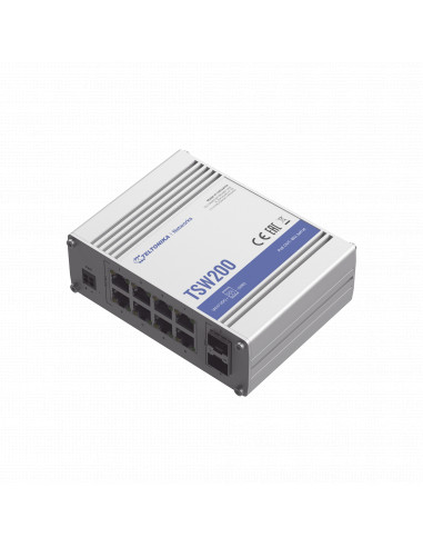 Switch Industrial No-Administrable 8 puertos Gigabit PoE 802.3af/at, 2 puertos SFP