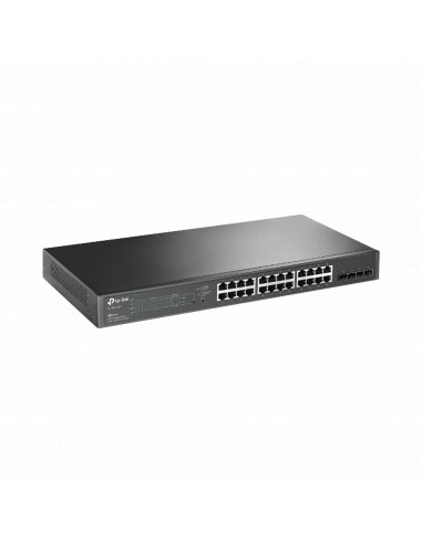 Switch PoE JetStream SDN Administrable 24 puertos 10/100/1000 Mbps + 4 puertos SFP, 24 puertos PoE, 250W, administracion central