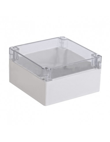 Gabinete Plastico para Exterior (IP65) de 160 x 160 x 90 mm Cierre por Tornillos Tapa Transparente.