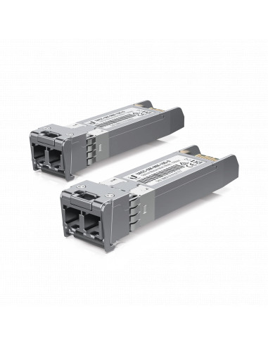 UFiber Modulo SFP+ 10G, transceptor MiniGibic MultiModo 10 Gbps, distancia 300m, conectores LC, paquete de 2 piezas