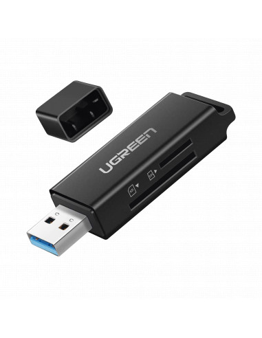 Lector de tarjetas SD portatil USB 3.0 de doble ranura / adaptador de tarjeta de memoria flash concentrador para TF SD Micro SD 