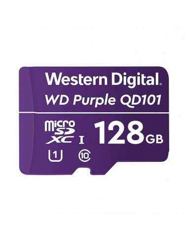 Memoria microSD de 128 GB PURPLE, Especializada Para Videovigilancia, 10 VECES MAYOR DURACION, 3 ANOS DE GARANTIA