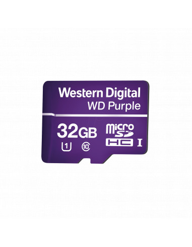 Memoria microSD de 32GB PURPLE, Especializada Para Videovigilancia, 10 VECES MAYOR DURACION, 3 ANOS DE GARANTIA